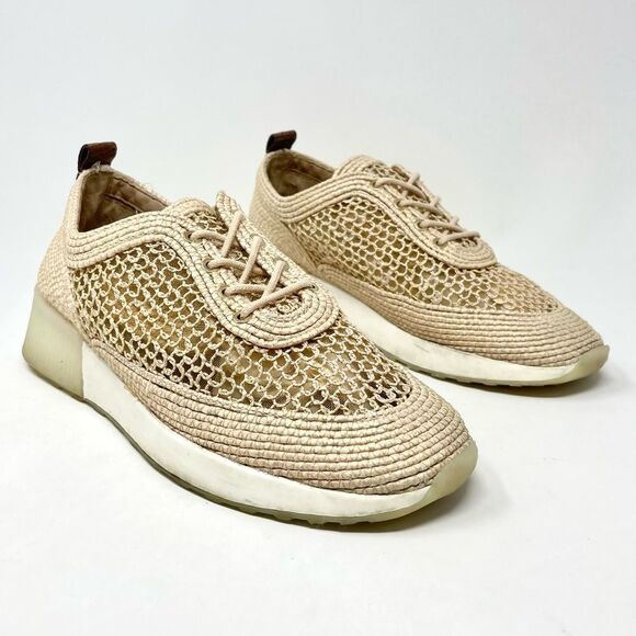 SAM Edelman Delma Ribbed Lace Up Sneakers in Natural Size 8/ 38 - Picture 7 of 13